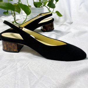 Sarah Flint Black Suede Slingback Block Heel Pumps - Size 36